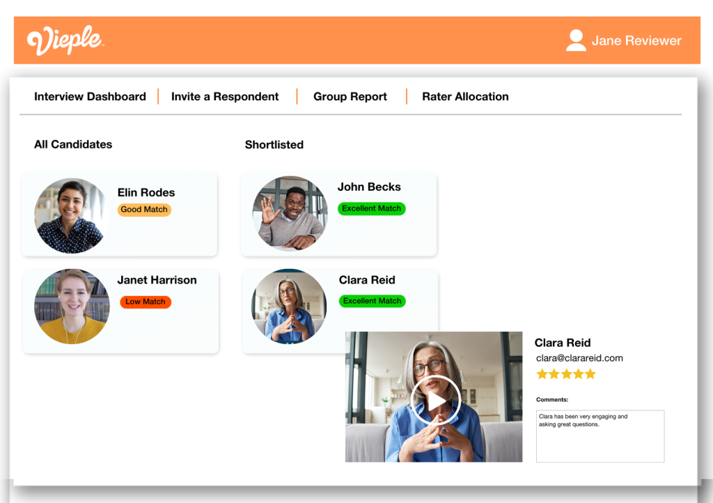 vieple video interviewing diversity features